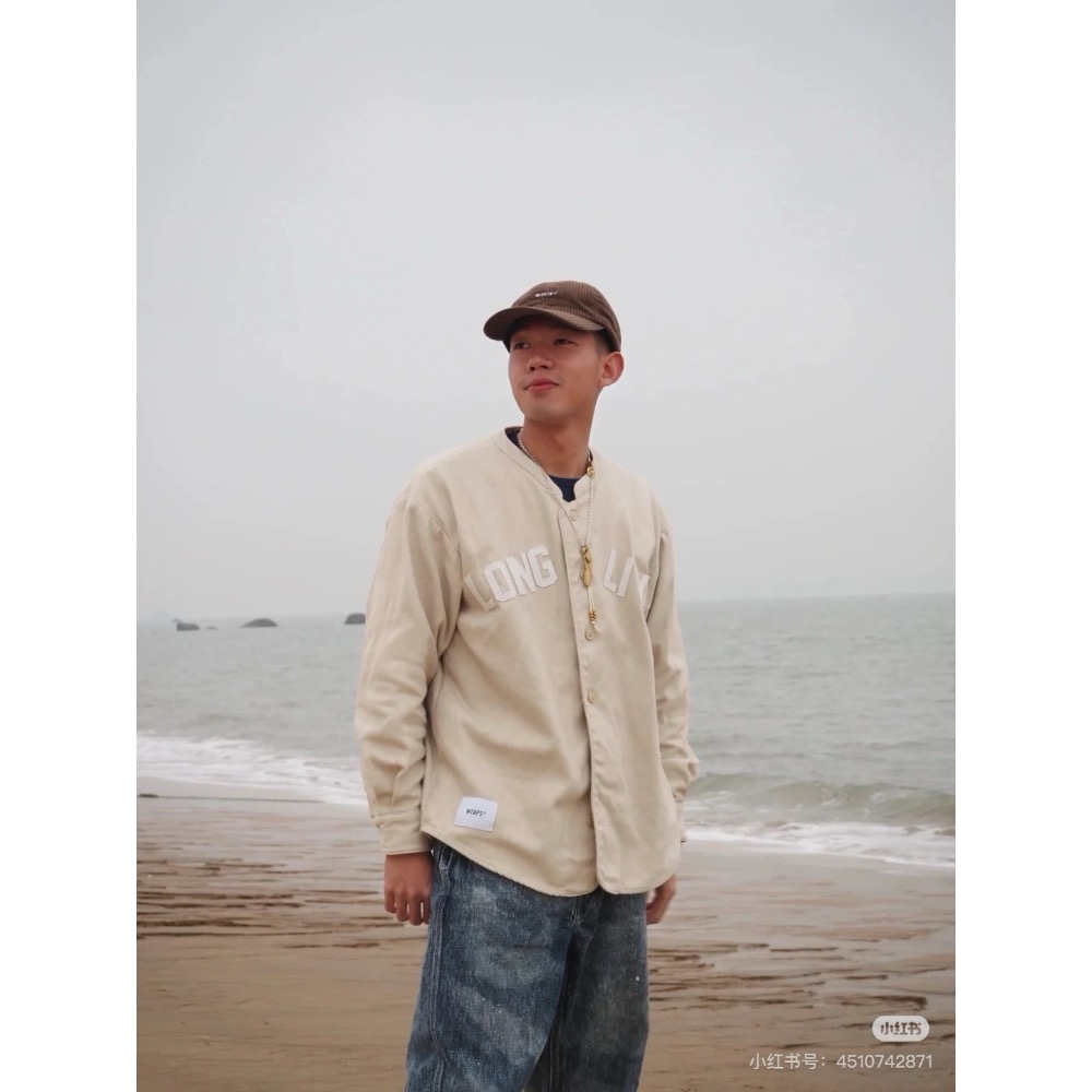 WTAPS 西山徹 貼布繡字母 無領襯  衫棒球服外套男女款-細節圖4