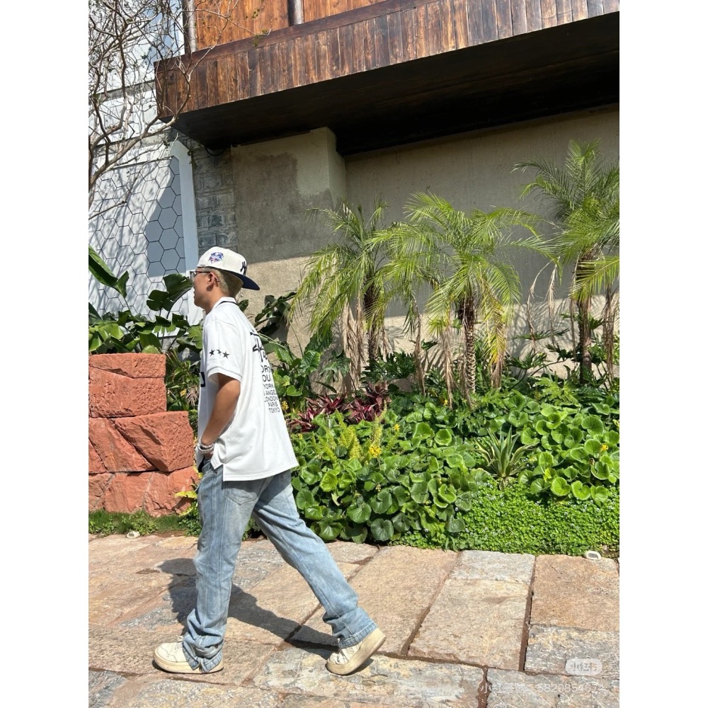 Stussy 黑8字母圖案logo印花休閒情侶寬松短袖POLO衫-細節圖4