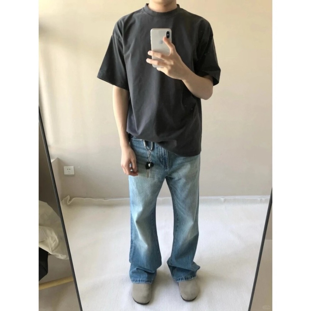 Vintage 復古休閒直筒微喇牛仔褲 男女同款6632#-細節圖2