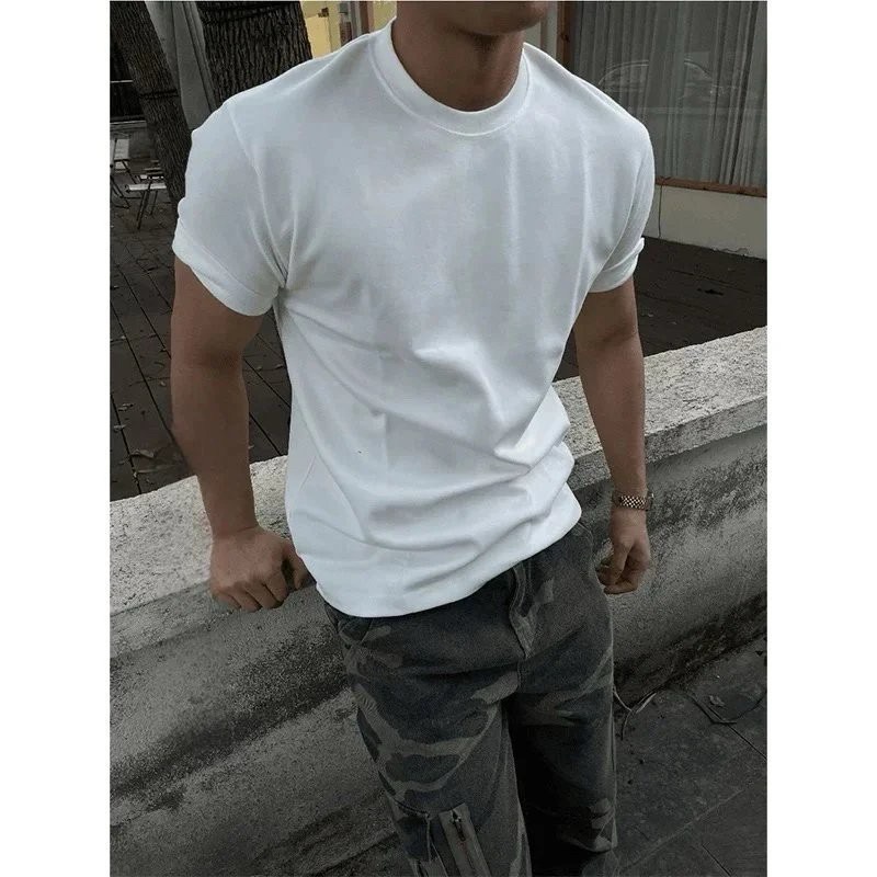 正肩版型＃【7A級抗菌涼感】很顯身材！美式打底 索羅娜速乾麵料 簡約純色 短袖T-細節圖2