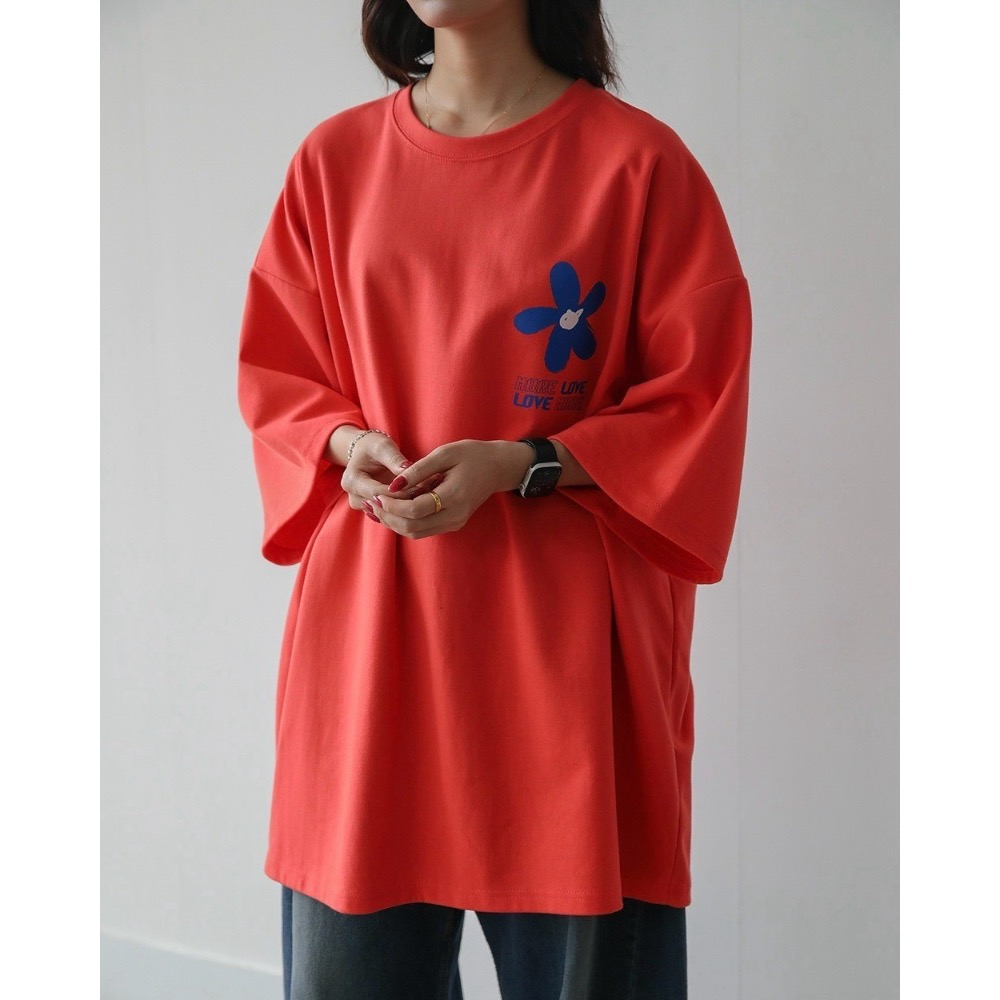 MORE LOVE花朵插畫短T-細節圖7