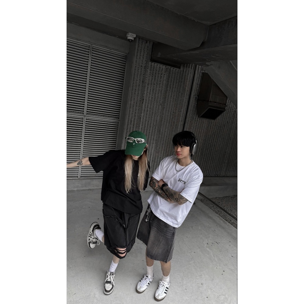 現貨 男女不拘黑系破壞七分牛仔報童褲-細節圖6