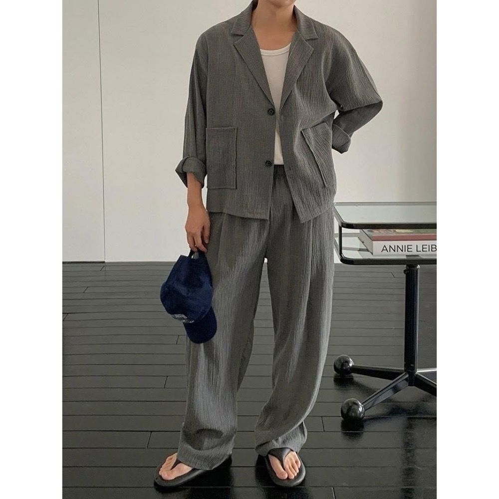 🇰🇷韓國皺摺紋理西外長袖套裝-細節圖2