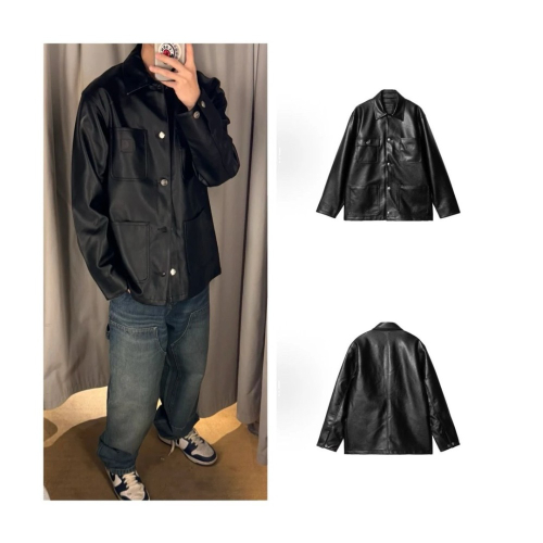 Carhartt密西根經典皮標 多口袋皮衣 男女同款