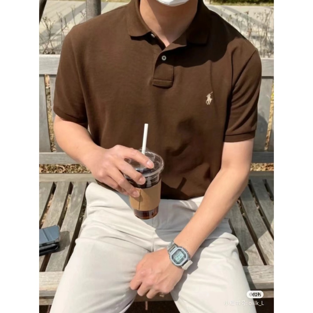 男女款12色經典基礎百搭 拉夫Ralph 經典小馬刺繡翻領短袖POLO衫-細節圖3