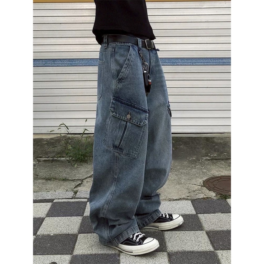 刷白貓抓口袋牛仔長褲-細節圖2