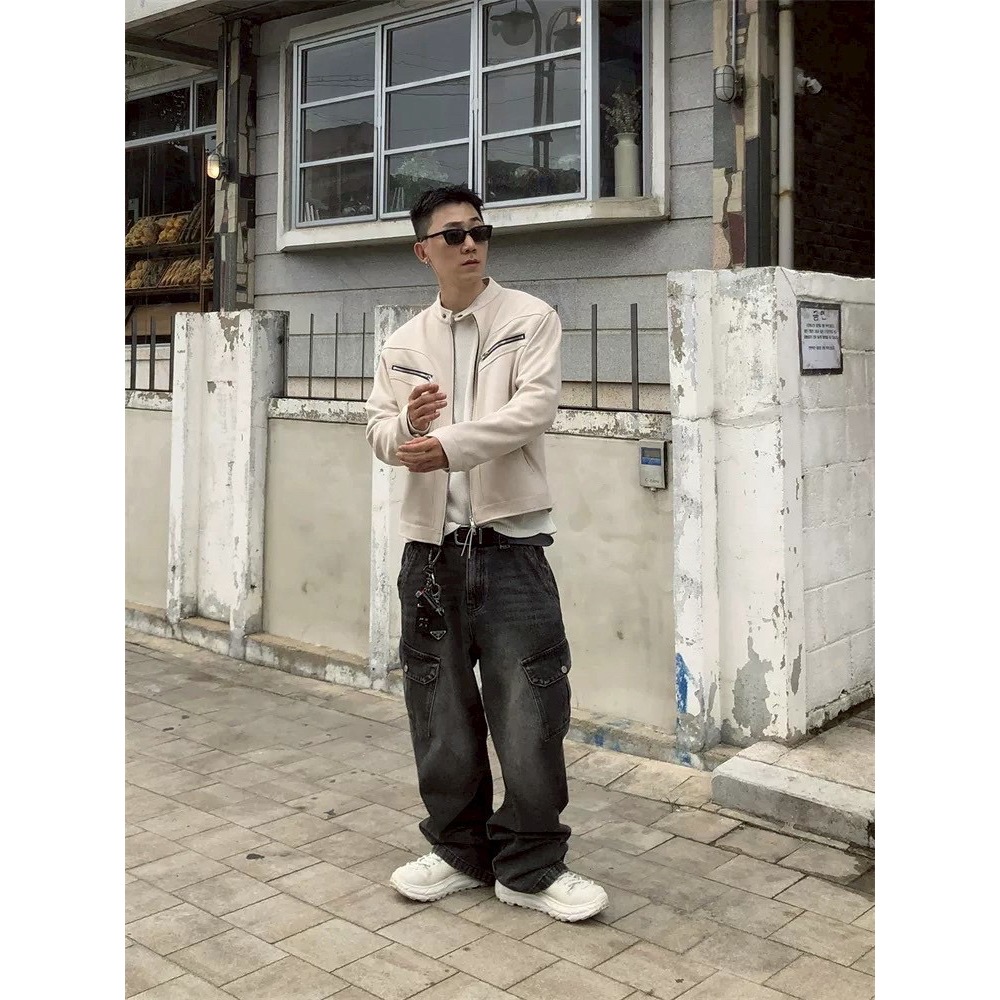 刷白貓抓口袋牛仔長褲-細節圖4