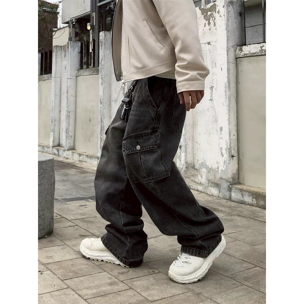 刷白貓抓口袋牛仔長褲-細節圖5