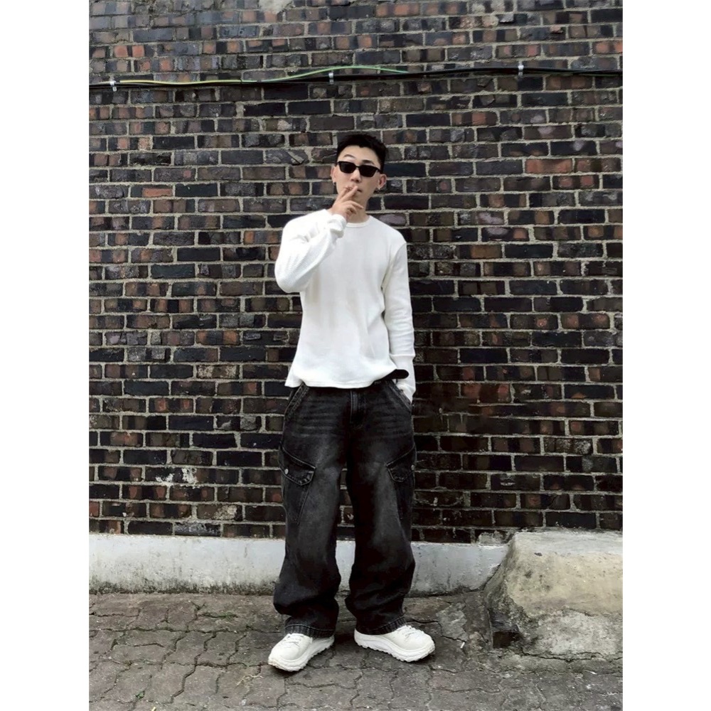 刷白貓抓口袋牛仔長褲-細節圖8