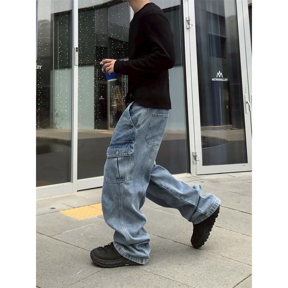 刷白貓抓口袋牛仔長褲-細節圖9