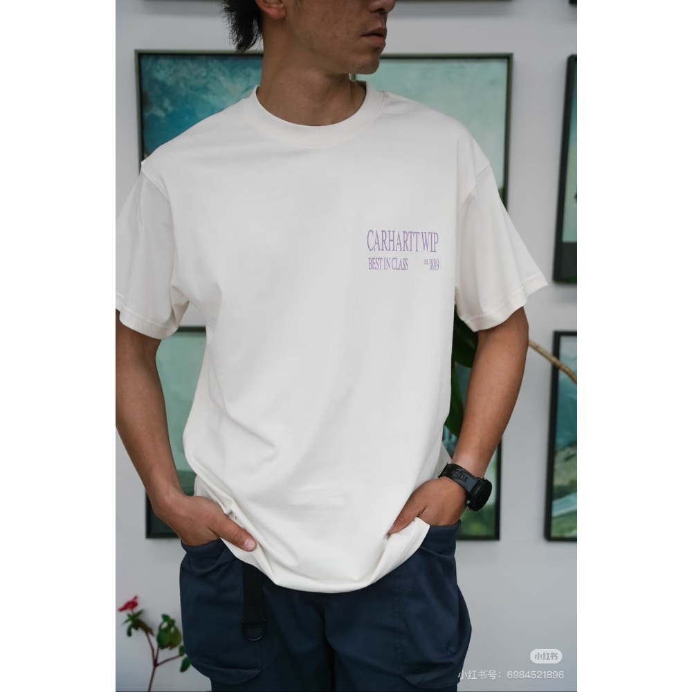 Carhartt 2025新款寫實風金屬鈕扣圖案印花短袖T日常寬松的休閒版型-細節圖5