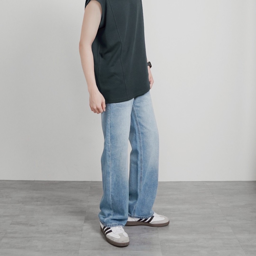水洗橫條牛仔褲-細節圖2