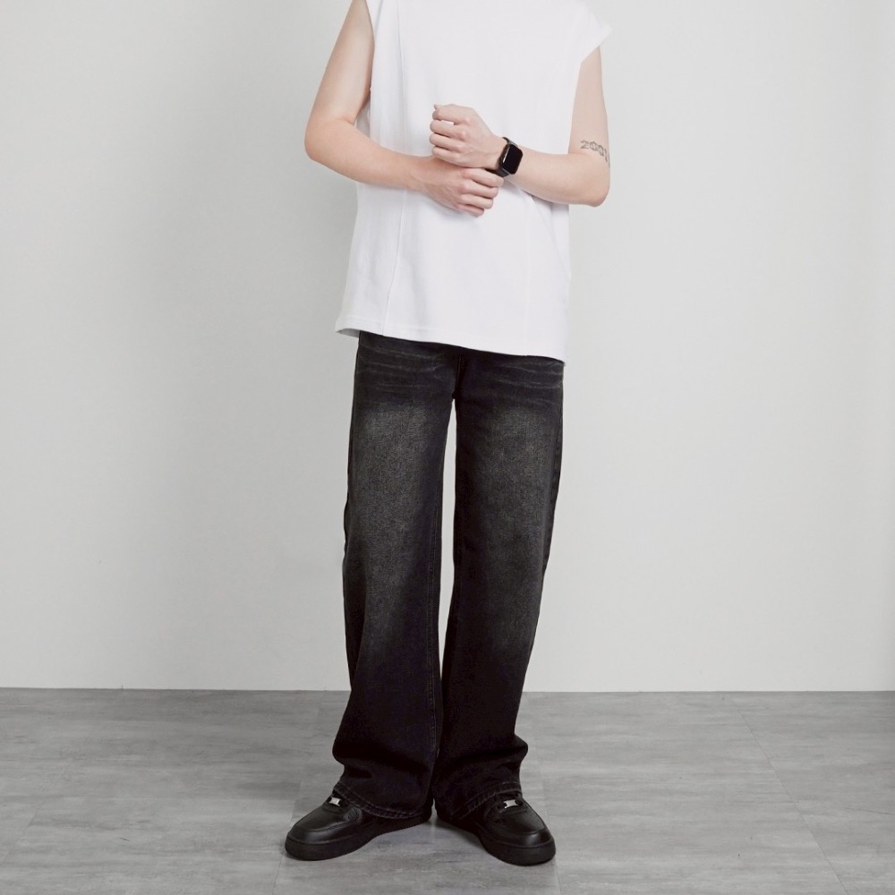 水洗橫條牛仔褲-細節圖6