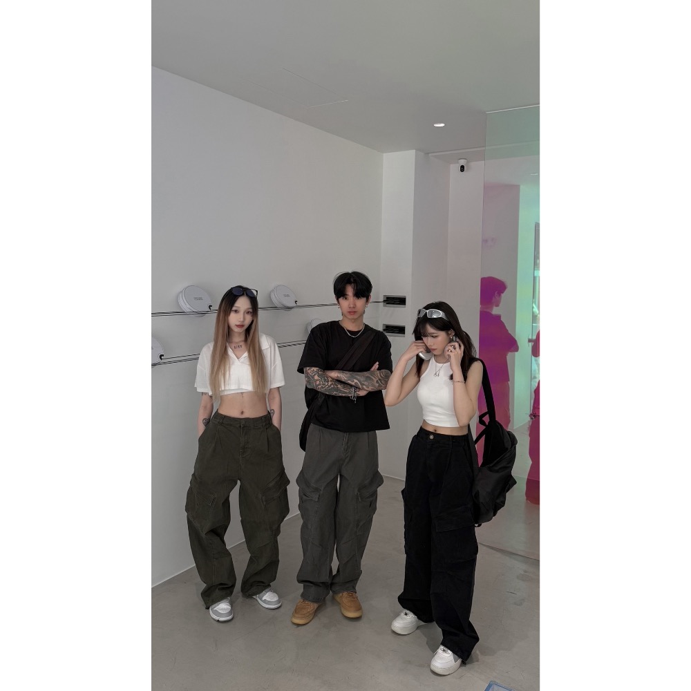 街頭寬版水洗工裝褲-細節圖2