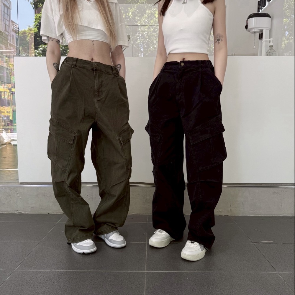 街頭寬版水洗工裝褲-細節圖4