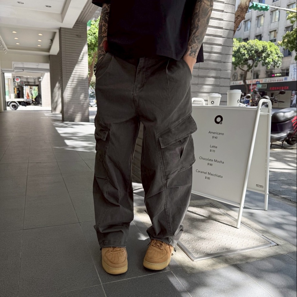 街頭寬版水洗工裝褲-細節圖7