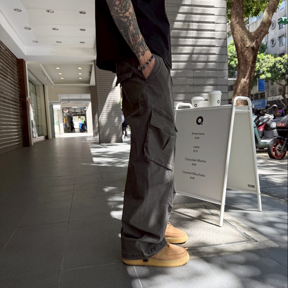 街頭寬版水洗工裝褲-細節圖8