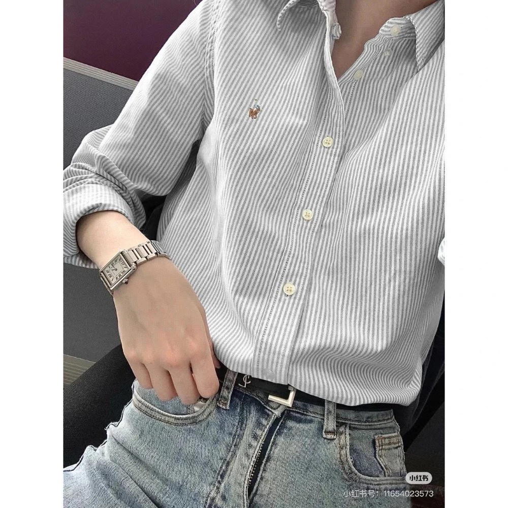 🐎十二色齊發#【彩馬系列】ralph Lauren經典小馬刺繡Logo 棉質棉麻長袖襯衫 男女同款-細節圖6