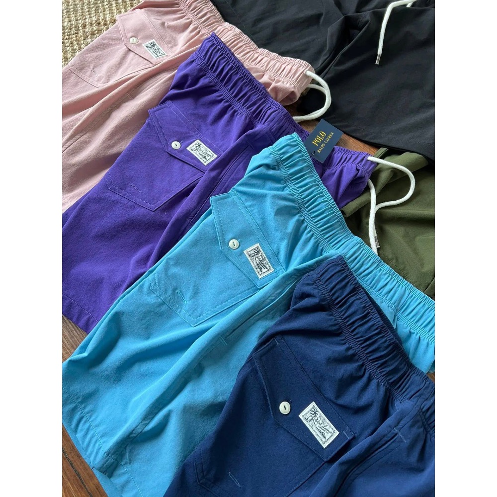 情侶款 超輕機能材質 僅55克一條  Ralph Lauren 經典純色系刺繡  LOGO 五分短褲-細節圖2