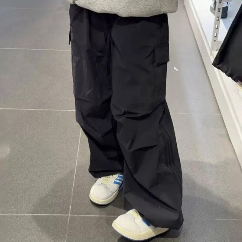 Adidas三葉草 復古十字格子面料工裝褲腿刺繡款長褲 男女同款-細節圖2