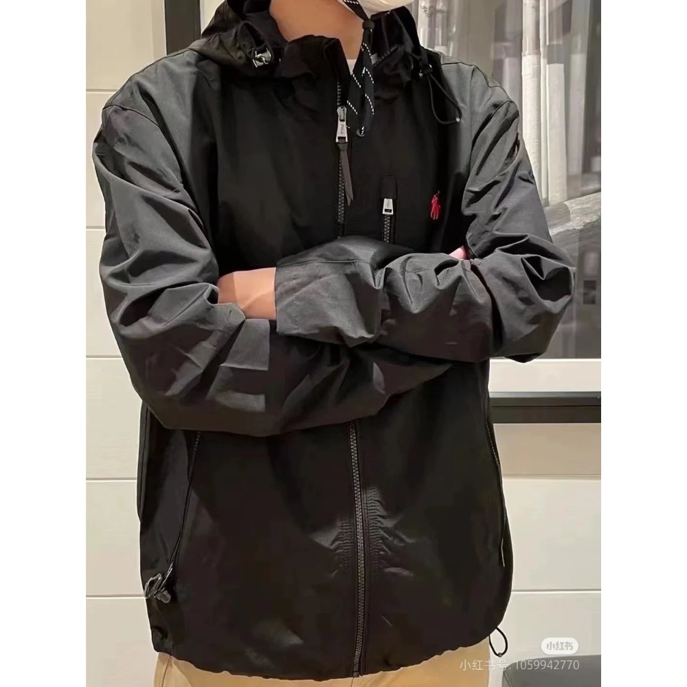 Ralph Lauren 經典小標刺繡連帽拉鍊防風防水衝鋒夾克外套-細節圖4