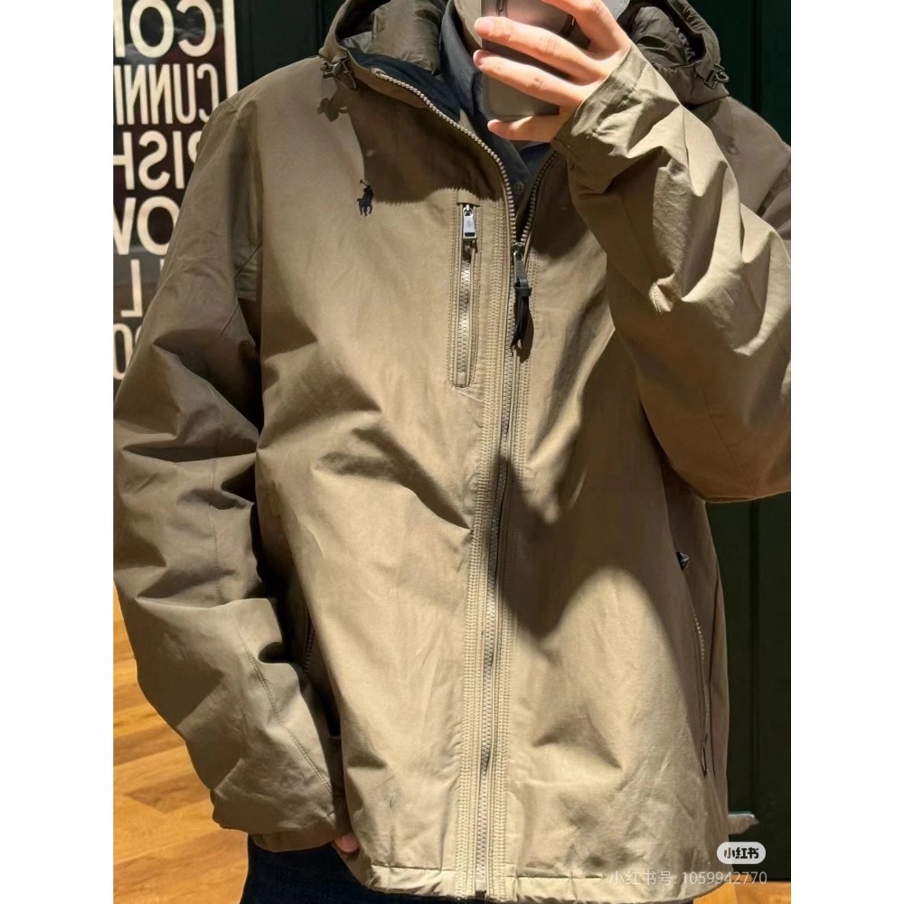 Ralph Lauren 經典小標刺繡連帽拉鍊防風防水衝鋒夾克外套-細節圖5