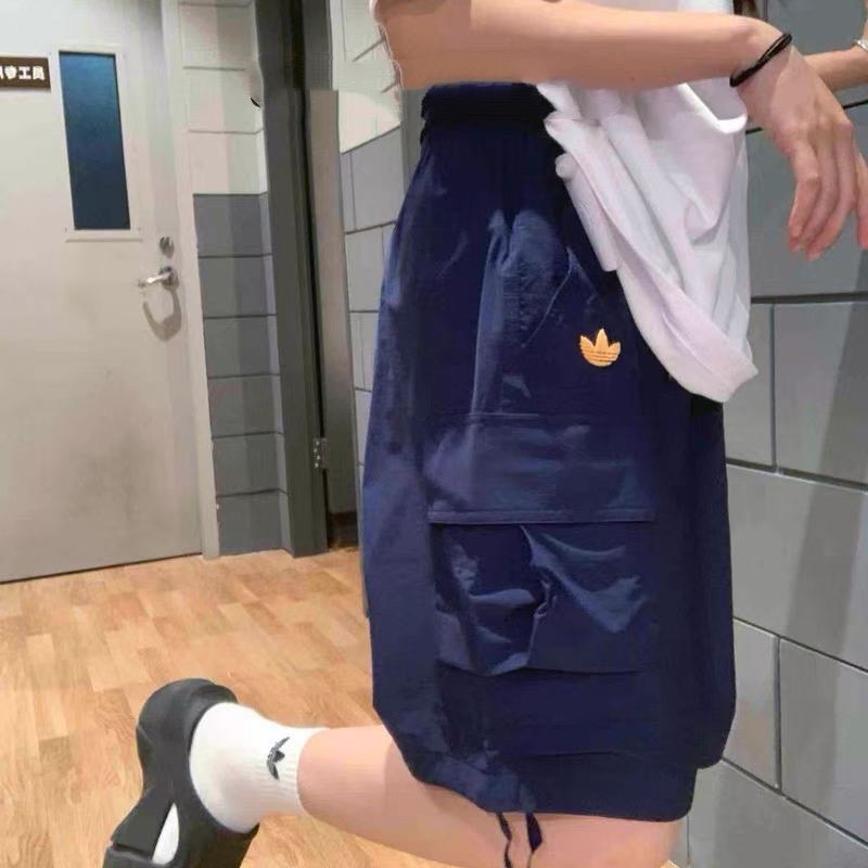 日系 Adidas三葉草工裝大口袋 日系 休閒直筒 五分褲-細節圖3