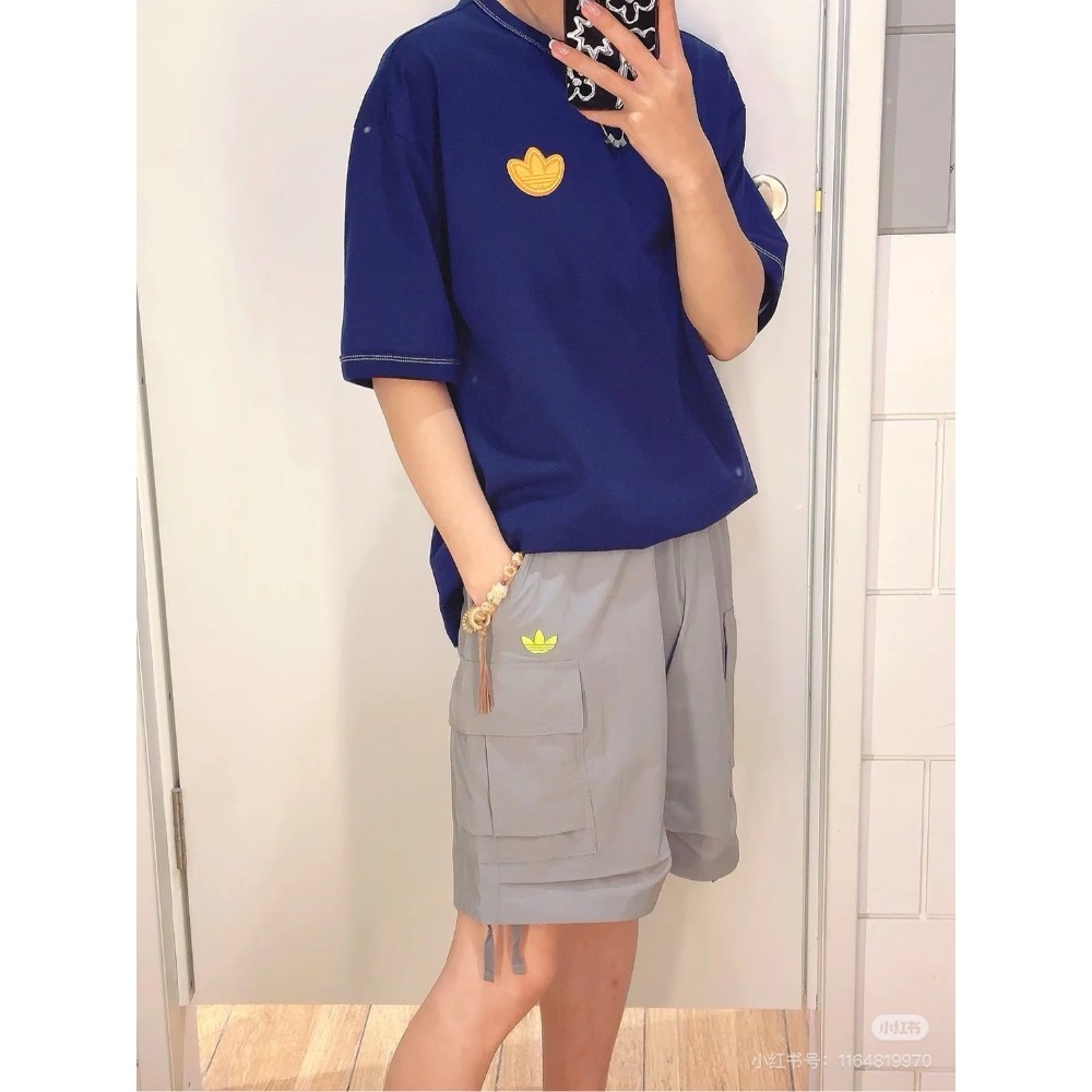 日系 Adidas三葉草工裝大口袋 日系 休閒直筒 五分褲-細節圖4