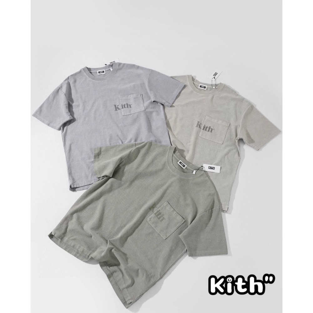 KITH 水洗植絨字母口袋短袖T恤 男女款-細節圖2