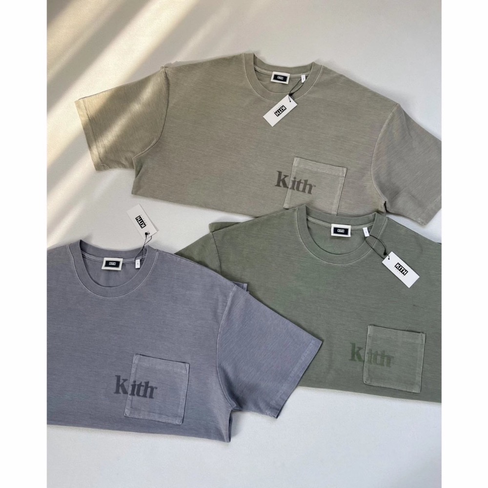 KITH 水洗植絨字母口袋短袖T恤 男女款-細節圖3