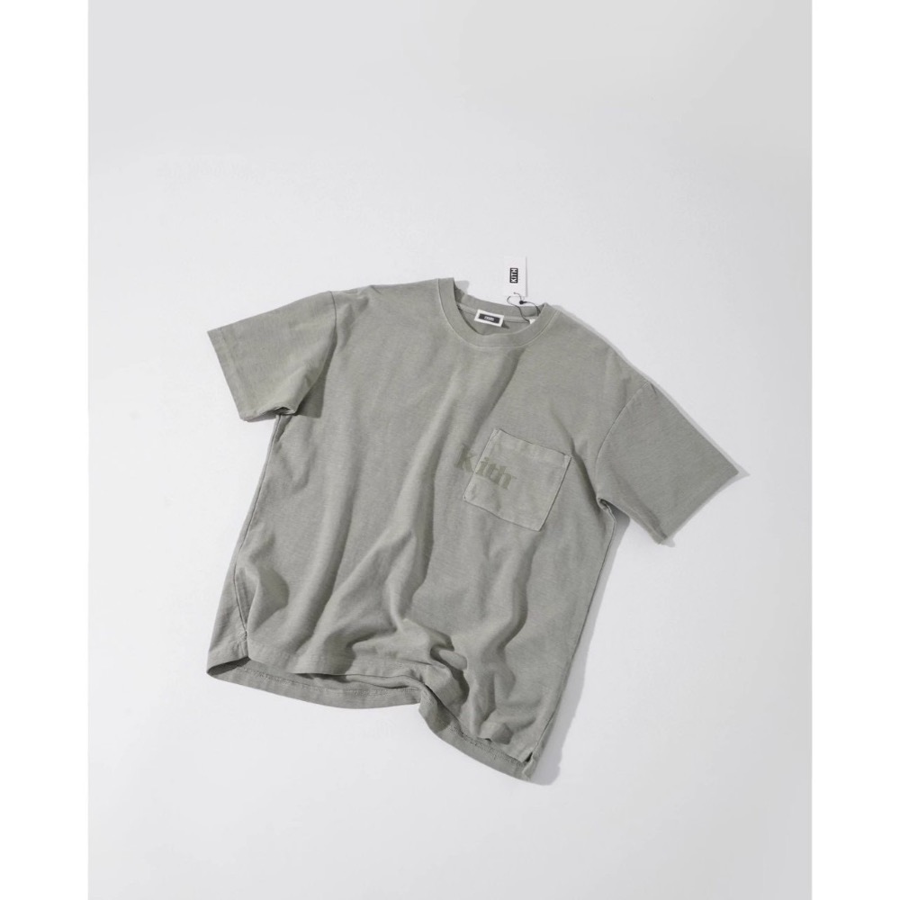 KITH 水洗植絨字母口袋短袖T恤 男女款-細節圖5