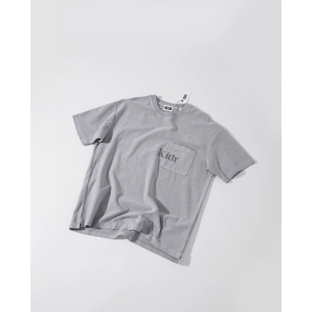 KITH 水洗植絨字母口袋短袖T恤 男女款-細節圖6