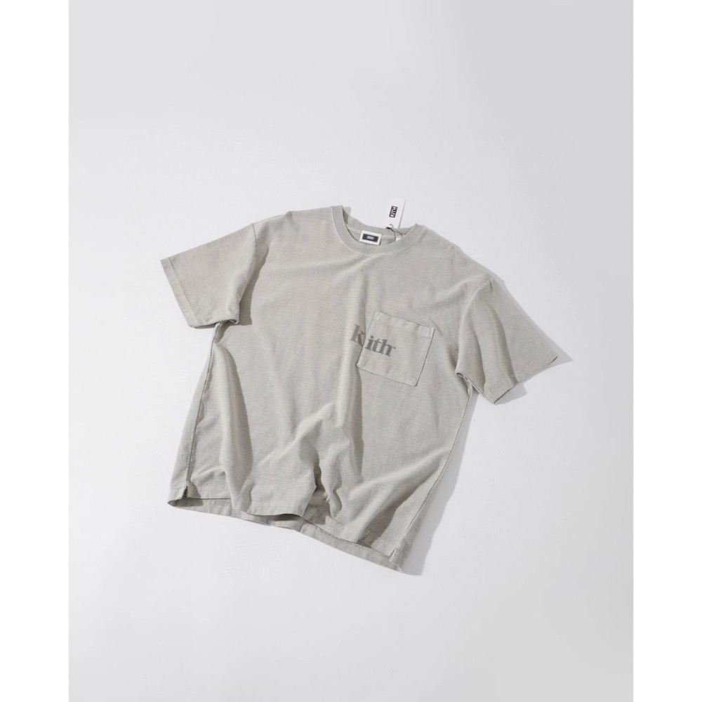 KITH 水洗植絨字母口袋短袖T恤 男女款-細節圖7