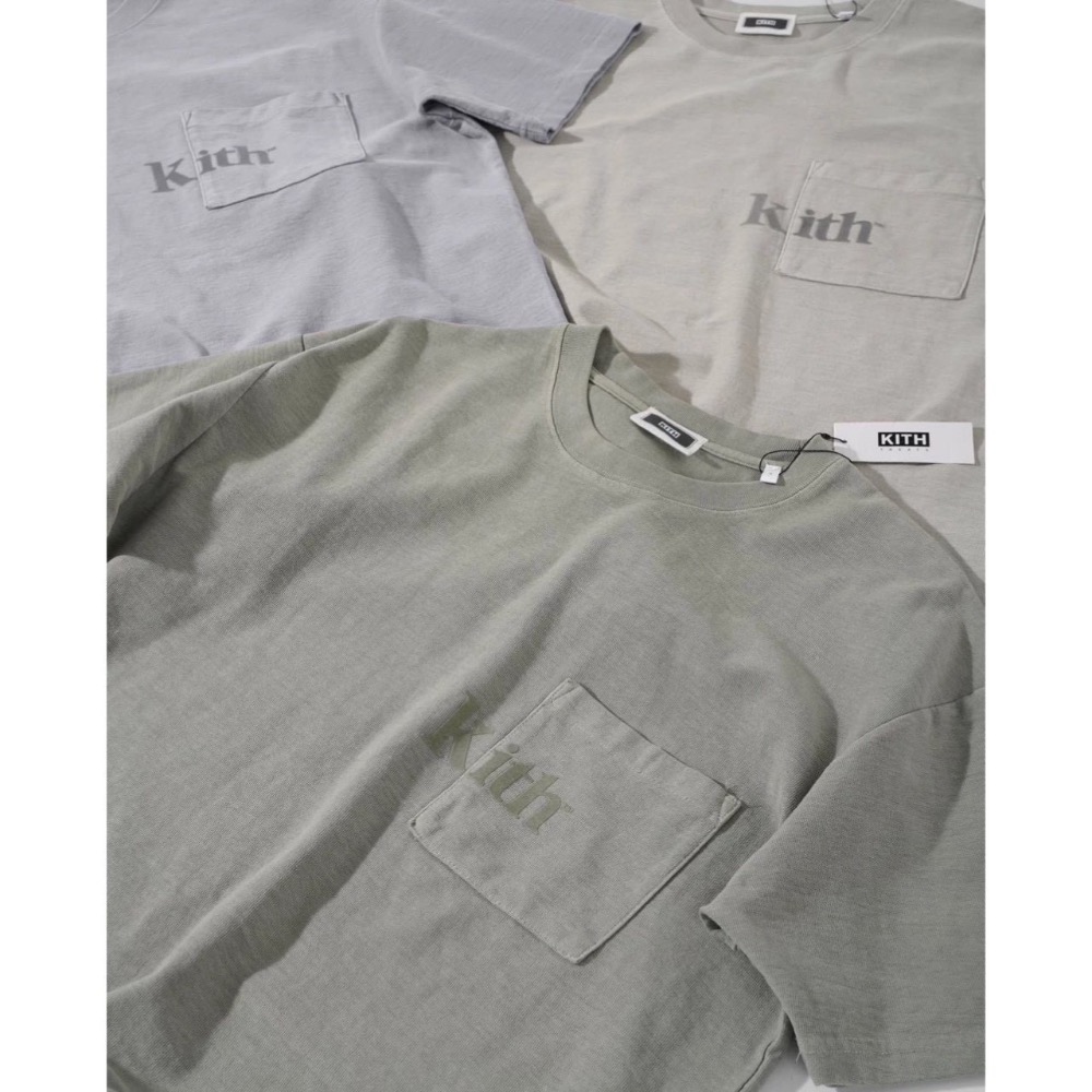 KITH 水洗植絨字母口袋短袖T恤 男女款-細節圖8