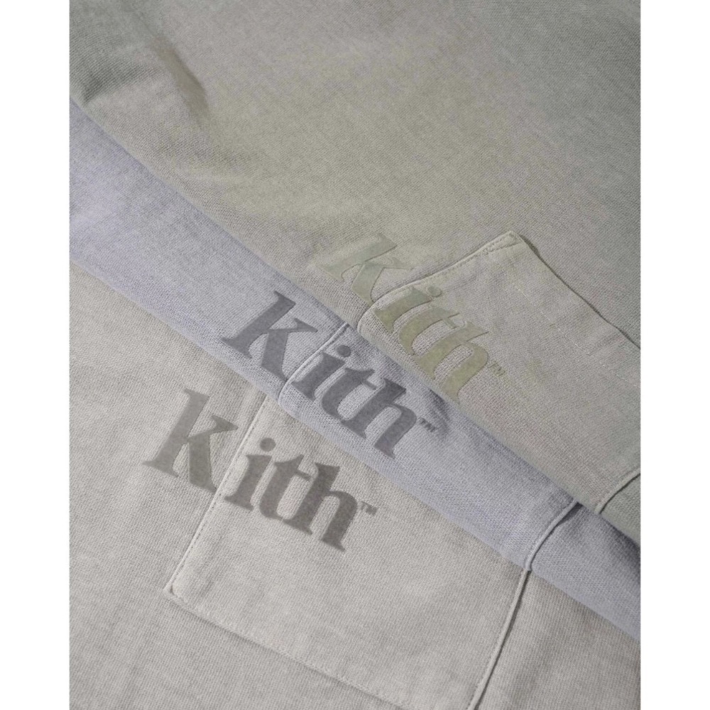 KITH 水洗植絨字母口袋短袖T恤 男女款-細節圖9