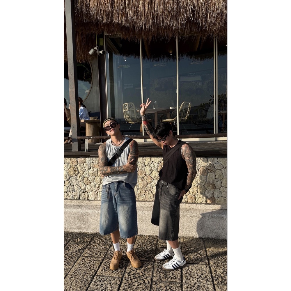 韓式街頭水洗完美版型七分牛仔褲-細節圖2