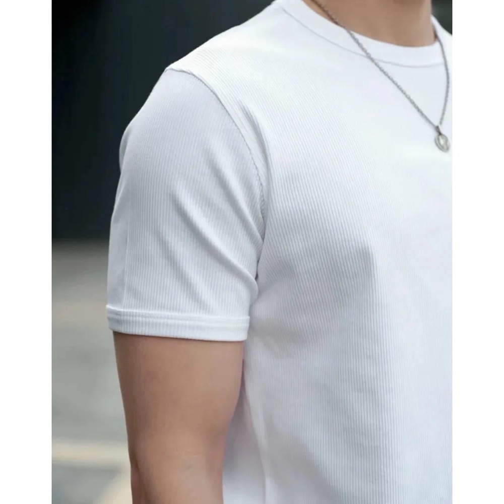 310克重＃【打底天花板系列】高品質螺紋索羅娜混紡 速乾涼感 格紋 正肩 小領口純色打底衫短袖-細節圖7