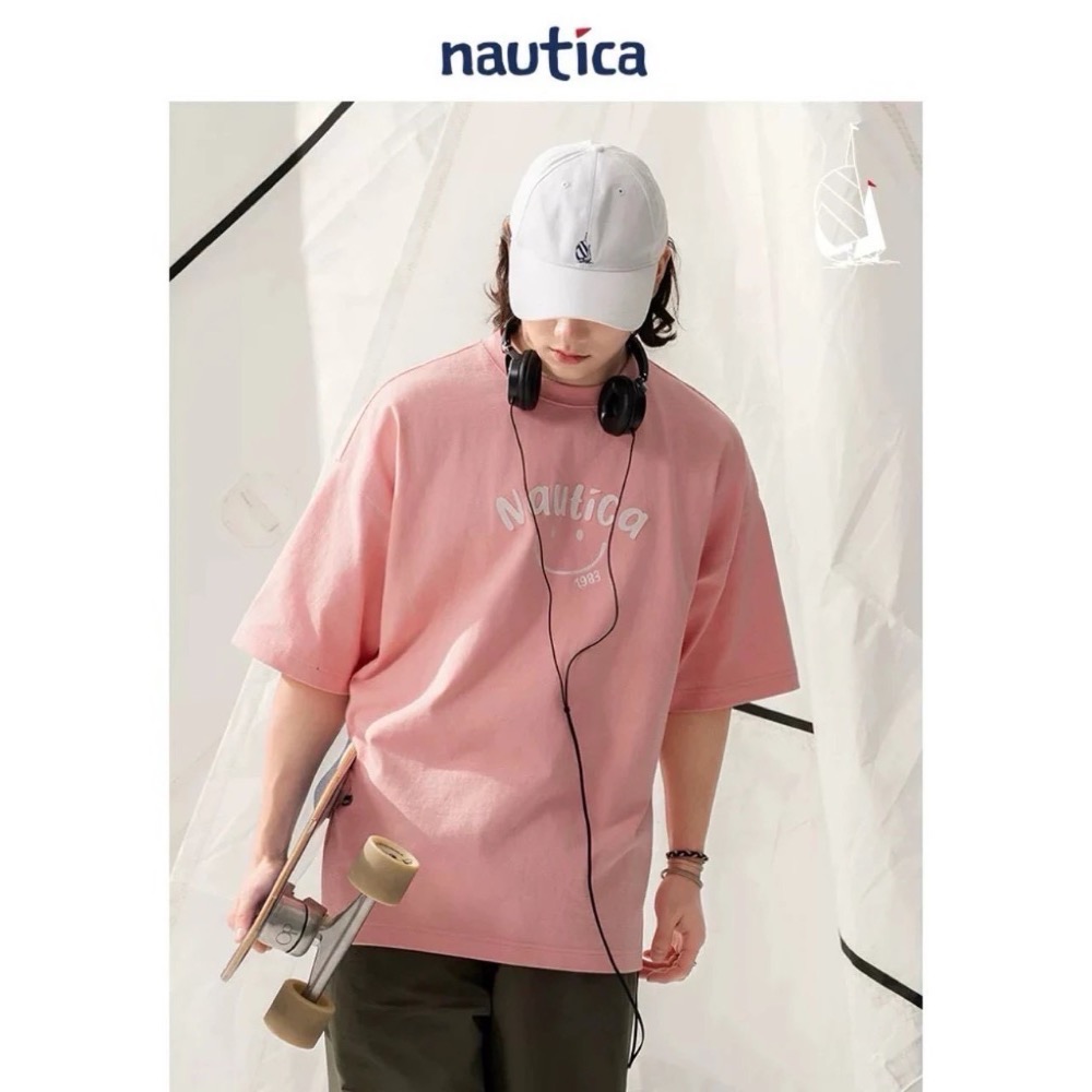 nautica 白帆 笑臉治癒系刺繡Logo 日系短袖T恤 男女同款-細節圖2