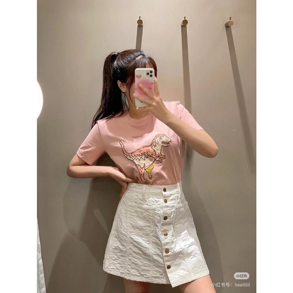 Coach 白色提花牛仔半身裙-細節圖2