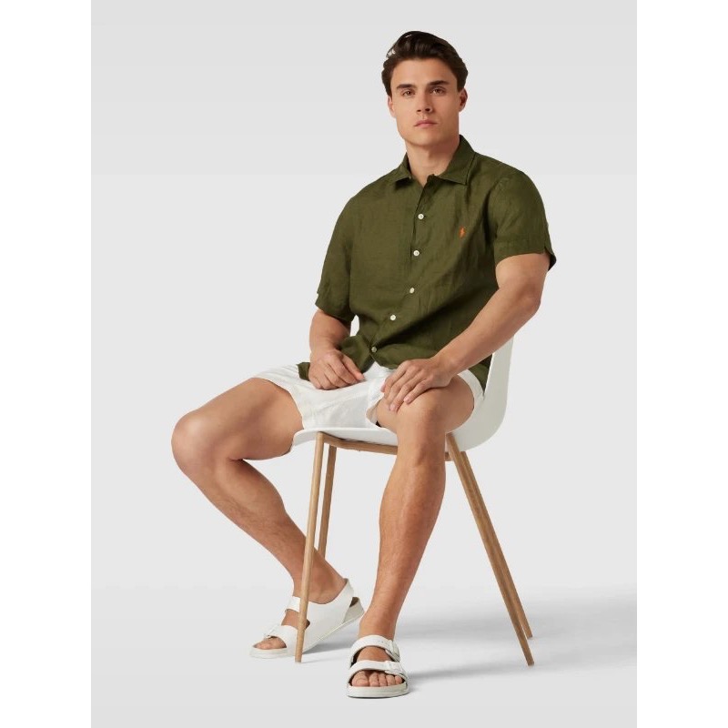 棉麻真的很涼快 Ralph Lauren 棉麻混紡面料經典小馬襯衫 麻棉襯衫夏季，透氣舒適就是真理-細節圖5