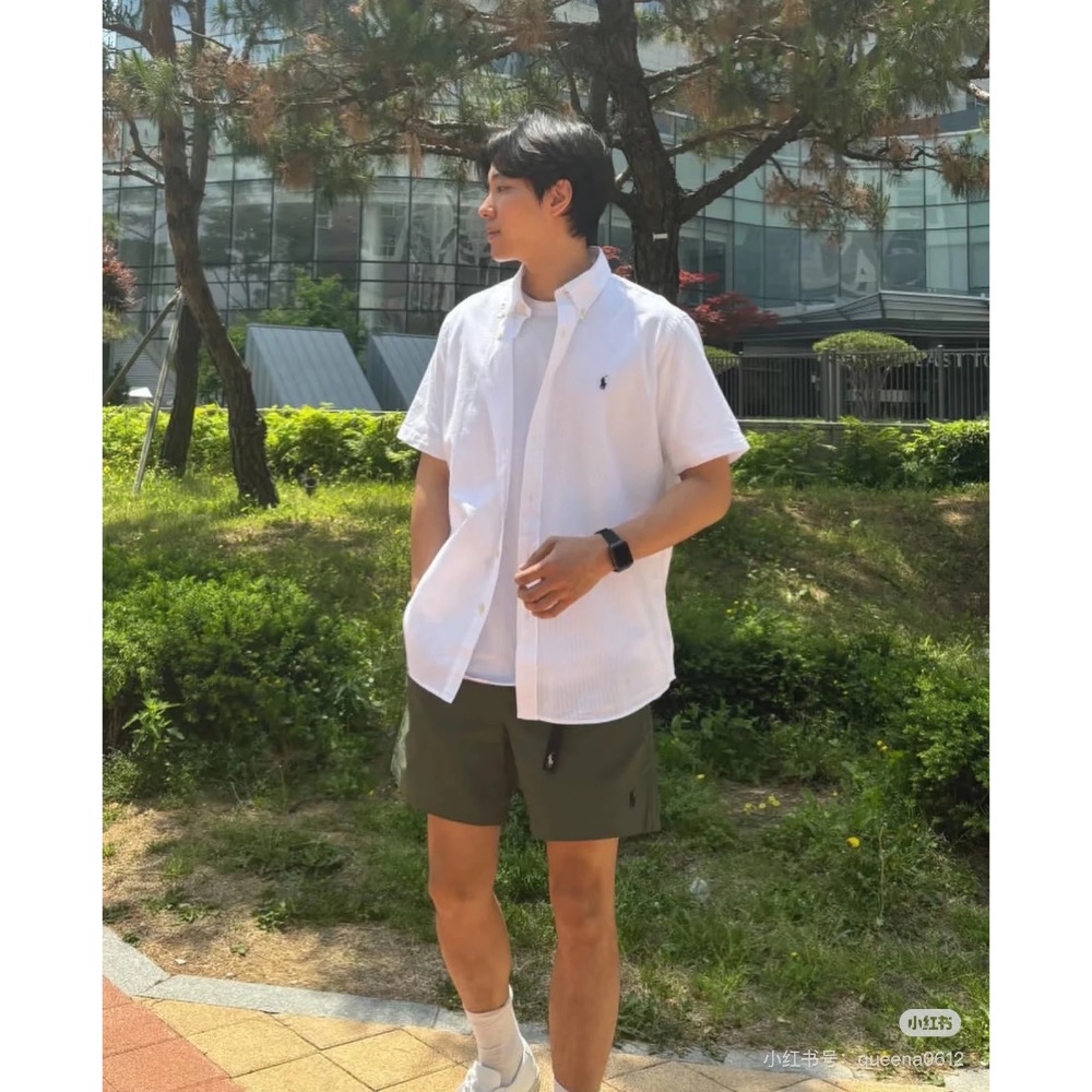 棉麻真的很涼快 Ralph Lauren 棉麻混紡面料經典小馬襯衫 麻棉襯衫夏季，透氣舒適就是真理-細節圖6