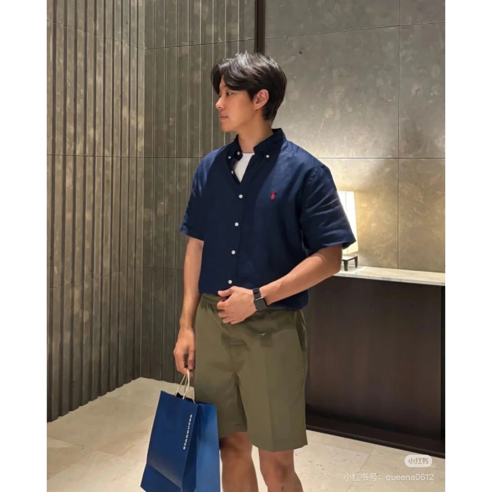 棉麻真的很涼快 Ralph Lauren 棉麻混紡面料經典小馬襯衫 麻棉襯衫夏季，透氣舒適就是真理-細節圖7