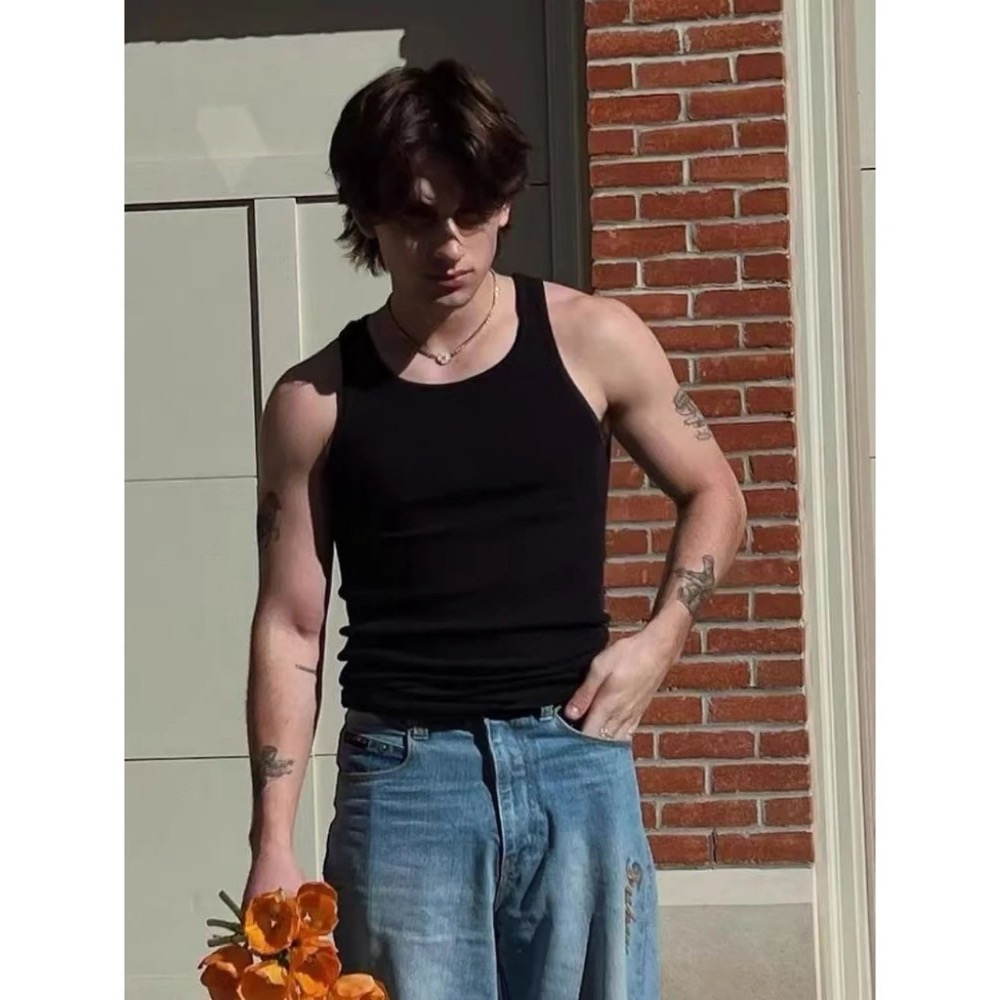 Ck簡約小標 彈力修身內搭運動背心 黑白灰基礎色 三件禮盒包裝-細節圖4