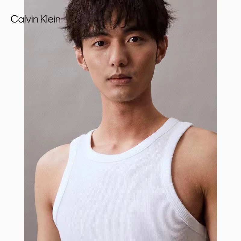 Ck簡約小標 彈力修身內搭運動背心 黑白灰基礎色 三件禮盒包裝-細節圖5