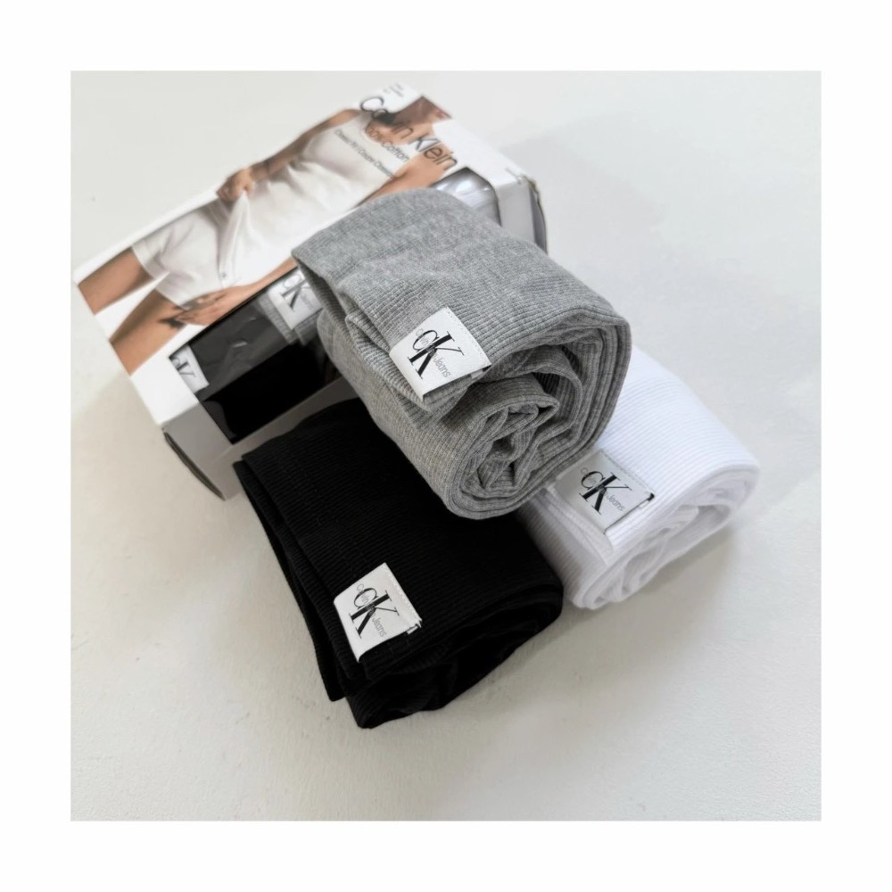 Ck簡約小標 彈力修身內搭運動背心 黑白灰基礎色 三件禮盒包裝-細節圖8