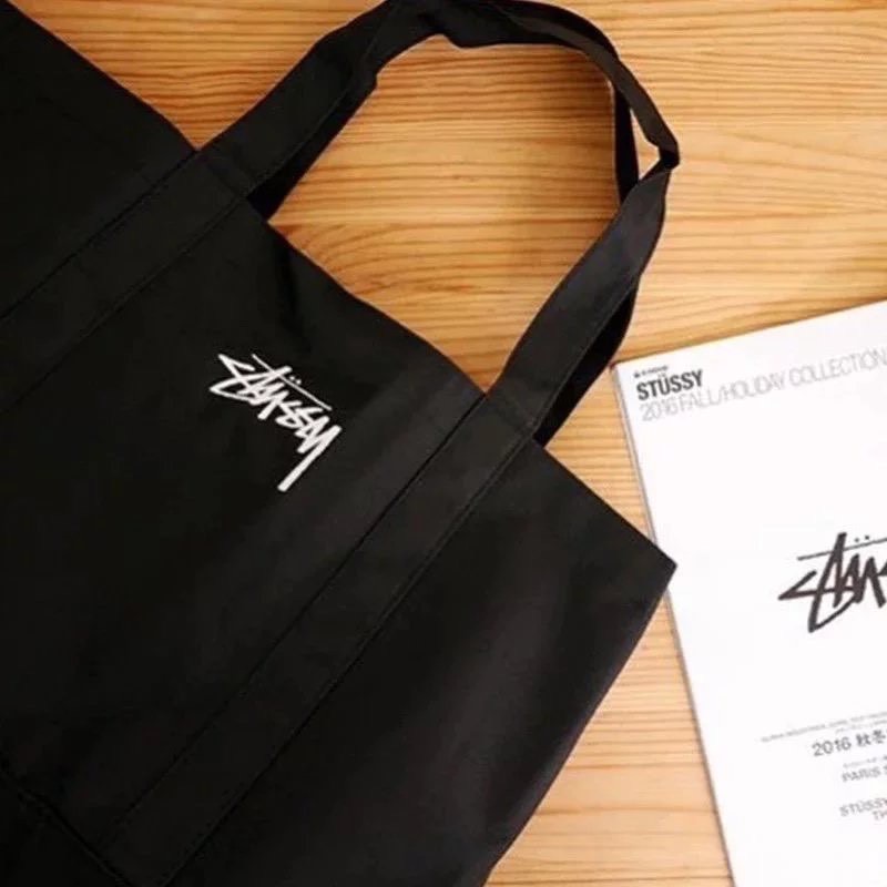 日本雜誌款 stussy 刺繡防水單肩包 ins網紅托特包大容量 男女同款-細節圖2