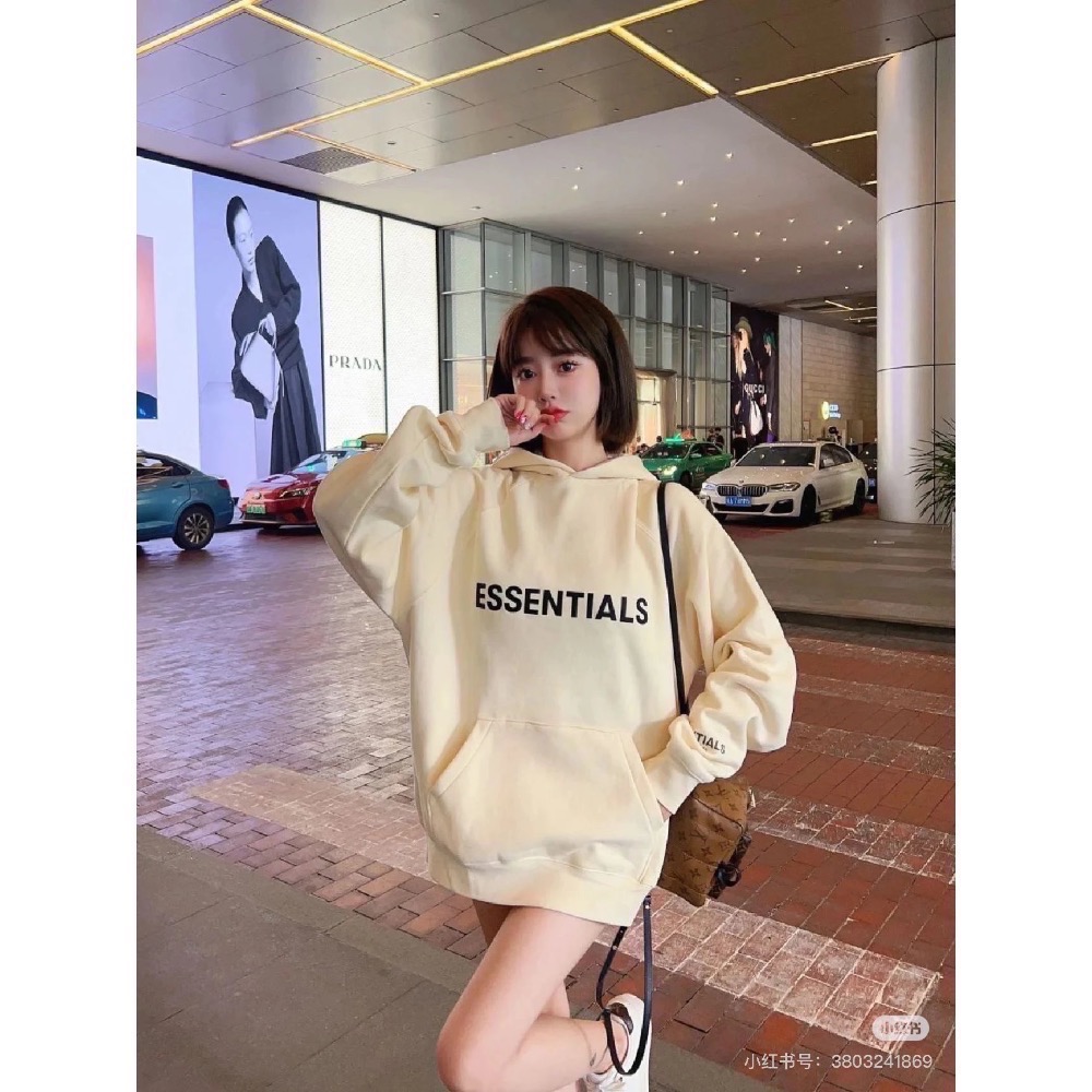 ESSENTIALS胸口硅膠字母連帽衛衣-細節圖2