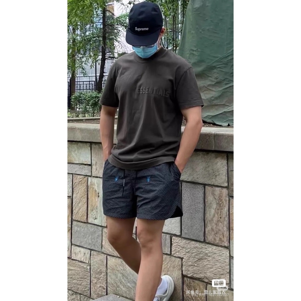 隱藏限定款  Nike x Off-White™聯名系列Lab倒鈎 金屬刺繡防水抽繩直筒休閒短褲 亞版 男款 黑色DN1-細節圖4