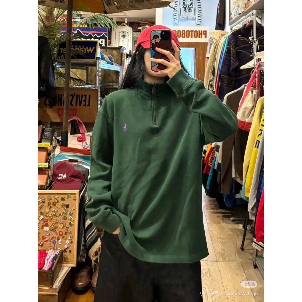 老錢風 Ralph Lauren 經典半拉鍊針織衛衣 男女同款-細節圖3