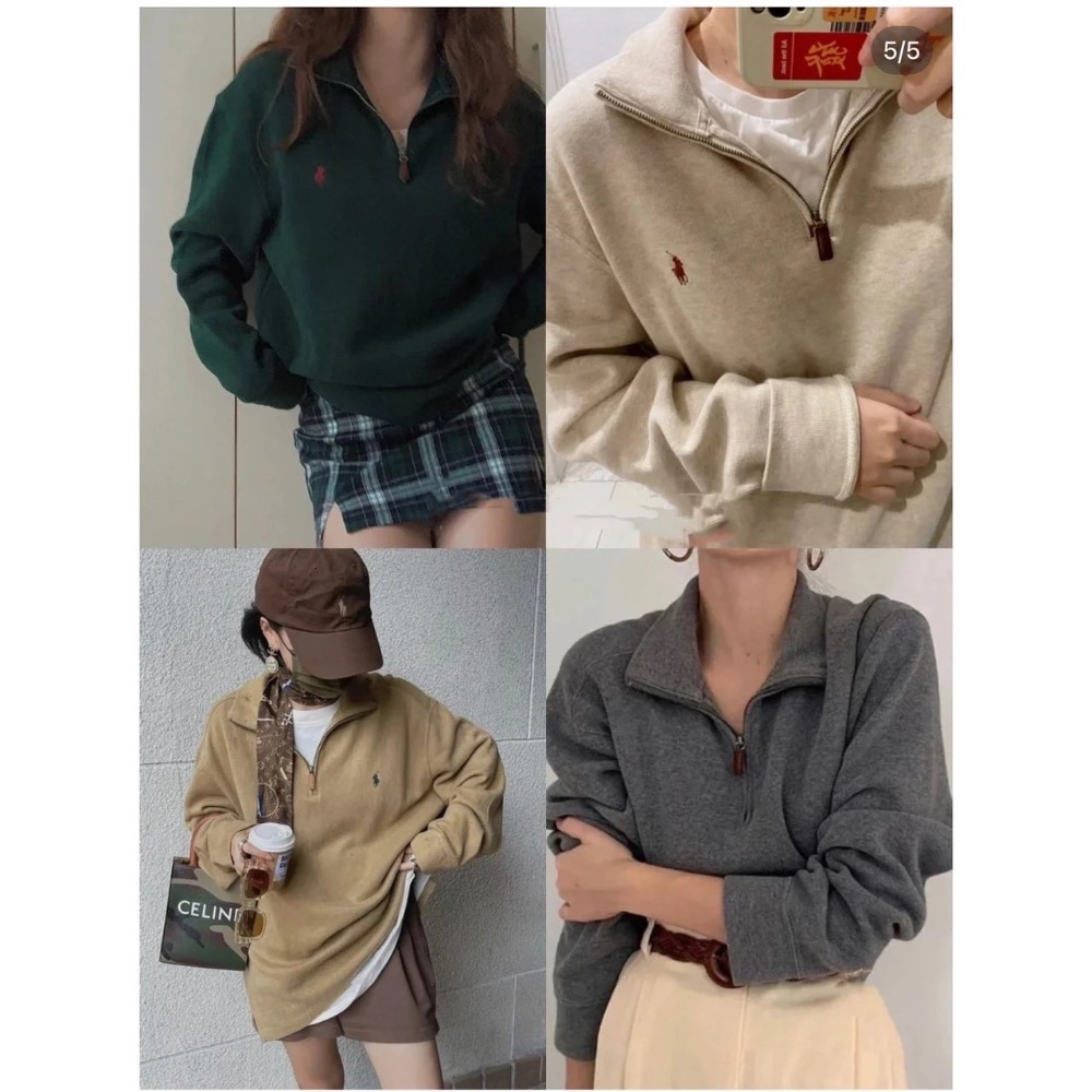 老錢風 Ralph Lauren 經典半拉鍊針織衛衣 男女同款-細節圖4